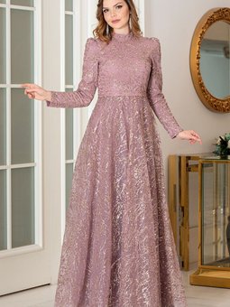 Nilda Abiye Elbise Gül Kurusu Ahu9349