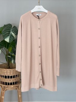 Merserize Çizgi Detay Düğmeli Hırka 1100 Bej