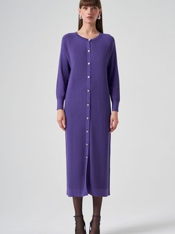 Merserize Çizgi Detay Uzun Hırka 1110 Lila