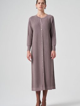 Merserize Çizgi Detay Uzun Hırka 1110 Vizon