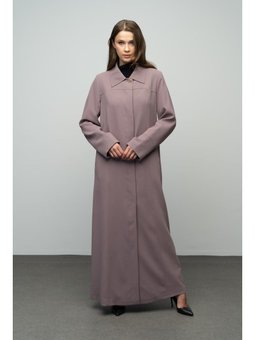Gömlek Yaka Robadan Kuplu Büyük Beden Astarlı Vizon Pardesü