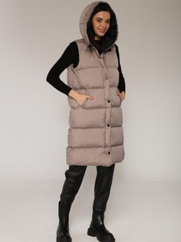 Kapüşonlu Fermuar Ve Çıtçıt Kapamalı Şişme Yelek Gri 8199