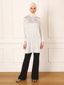 Desenli Saten Şık Puantiye Tunik