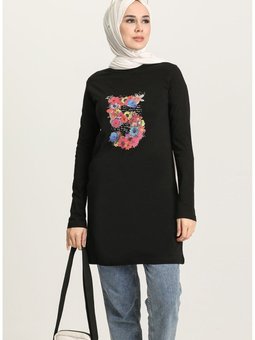 Baskılı Tunik 6024 01 Siyah