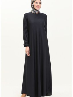 Kol Ucu Lastikli Elbise 7777 07 Lacivert