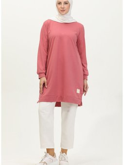 Yırtmaç Detaylı Spor Tunik 0412 07 Gül Kurusu