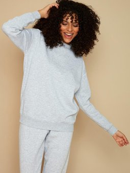 Gri Şardonlu Basic Örme Sweatshirt