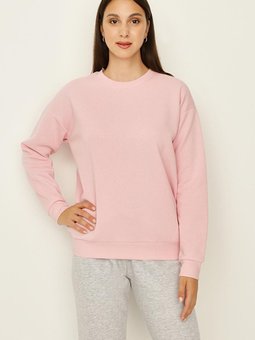 Pembe Şardonlu Basic Örme Sweatshirt