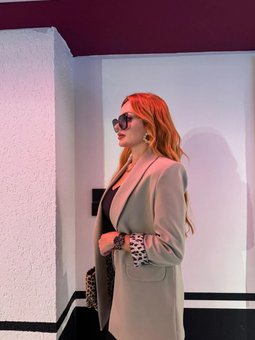 Bery Kolu Katlamalı Haki Blazer