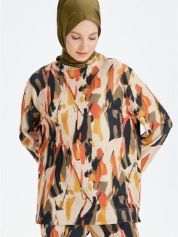 Desenli Örme Tunik Turuncu 232tn1127tb.01 66