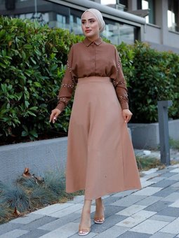 Bej Kiloş Uzun Etek