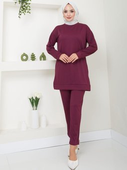 Mürdüm Fitilli Kumaş İkili Takım