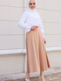 Sütlü Kahve Uzun Kloş Etek