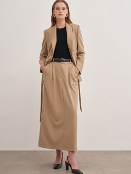 1161111 Kemerli Flonel Yün Etek