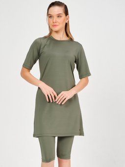 Haki Basic Yarım Kol Battal Yarı Kapalı Mayo