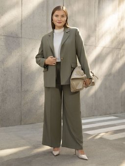 Büyük Beden Palazzo Haki Pantolon