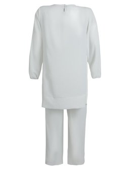 Büyük Beden Tunik & Pantolon İkili Aerobin Beyaz Takım