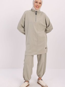 Defne Dik Yaka Fermuarlı Sweat Tunik