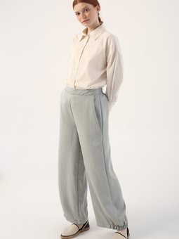 Su Yeşili Büyük Cepli Doğal Kumaş Pantolon