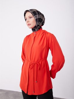 Beli Bağlamalı Gömlek 23k3418 Kırmızı