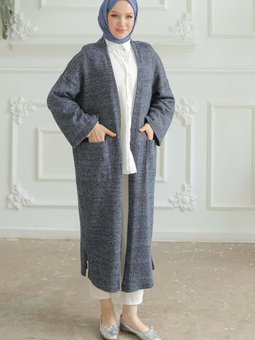 Trend Örgü Desenli Hırka Lacivert Gizem's Moda