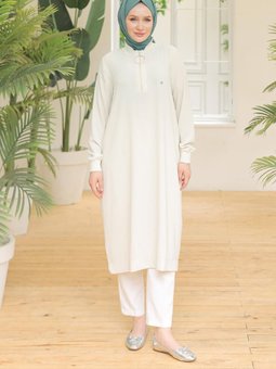 Armine Trend Ribanalı Fermuarlı Krep Kumaşlı Tunik Taş 24yt436