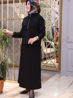 Armine Trend Yarım Fermuarlı Etekli İkili Takım