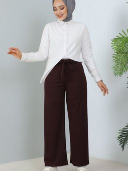 204 Kuşakli Pantolon Bordo