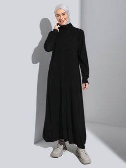 Balıkçı Yaka Triko Elbise Siyah