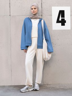 Fermuarlı Yumuşak Dokulu Sweatshirt İndigo