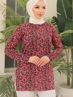 Çıtır Çiçek Desen Tunik 944 Fuşya