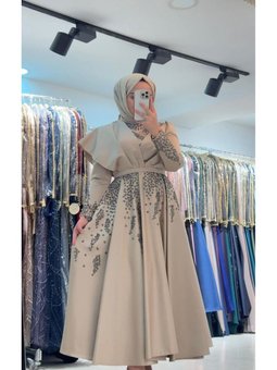 Hennin Taş Detaylı Abiye Elbise 4496