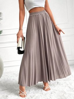 Vizon Pliseli Beli Lastikli Etek