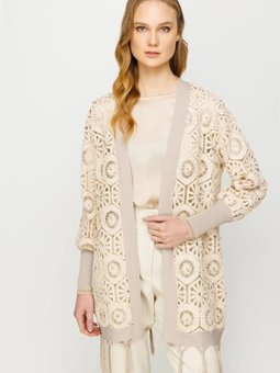 Triko Detaylı Dantel Hırka