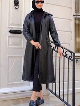 Suni Deri Trençkot Siyah Hm2278