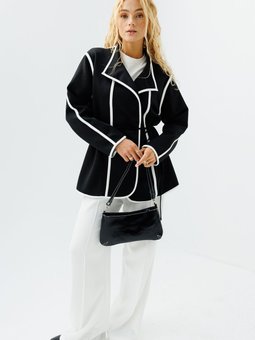 Kontrast Biyeli Scuba Siyah Hırka