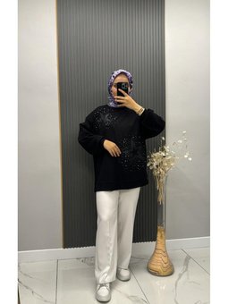 Taşlı Yıldız Detaylı Sweat