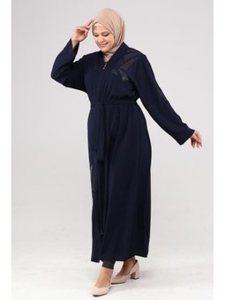 Nakışlı Taşlı Yazlık Abaya Lacivert Ferace