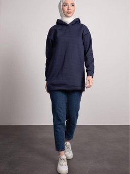 Kapüşonlu Sweat Lacivert