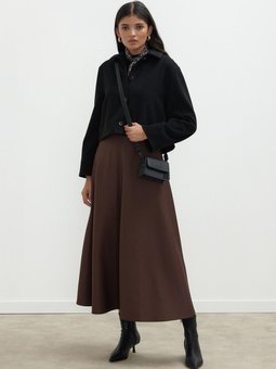 Miranda Scuba Kloş Etek Acı Kahve