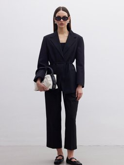 Pensli Düz Kesim Pantolon Siyah