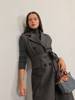 Antrasit Kaşe Uzun Yelek 32 6410 1