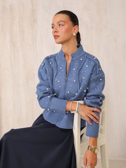 Mavi İncili Triko Hırka 32 7007