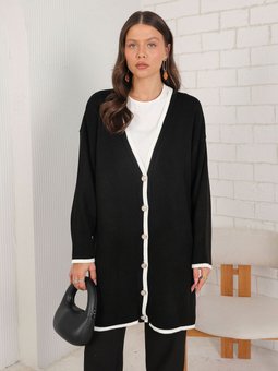 Siyah Düğmeli Triko Hırka 70 2132