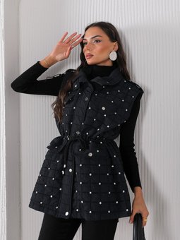 Siyah Taşlı Kapitone Yelek 32 2232