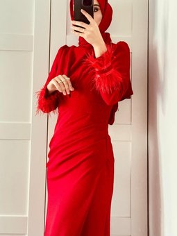 Spor Kalem Abiye Elbise Kırmızı