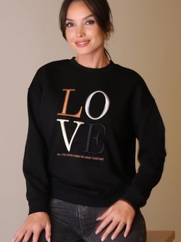 Siyah Love Baskılı Sweatshirt