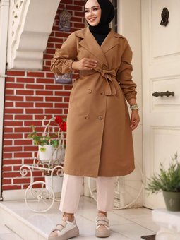 Camel Apolet Detaylı Trençkot