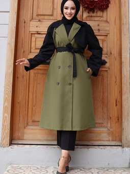 Haki Kolu Garnili Trençkot