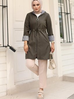 Haki Tünel Detaylı Bondit Kap